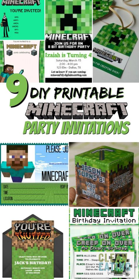 Budget Birthday Party under $100!! Step by Step instructions on how to host a cheap Minecraft Birthday Party that your Minecrafting Child would LOVE! Minecraft Party Invitations, Minecraft Birthday Card, Budget Birthday Party, Diy Minecraft Birthday Party, Printable Minecraft, Minecraft Invitations, Minecraft Bday, Minecraft Birthday Invitations, Minecraft Party Decorations