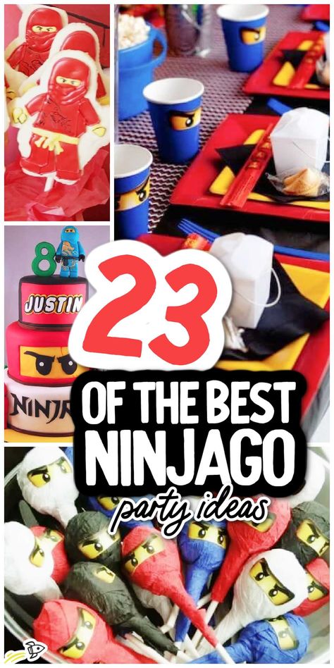 23 Of The Best Ninjago Party Ideas Ninjago Lego Party, Ninjago Party Activities, Ninjago Party Ideas Decoration, Lego Ninja Party Ideas, Ninjago Food Ideas, Lego Ninjago Birthday Party Ideas, Ninjago Party Games, Ninja Bday Party Ideas, Ninjago Birthday Party Games