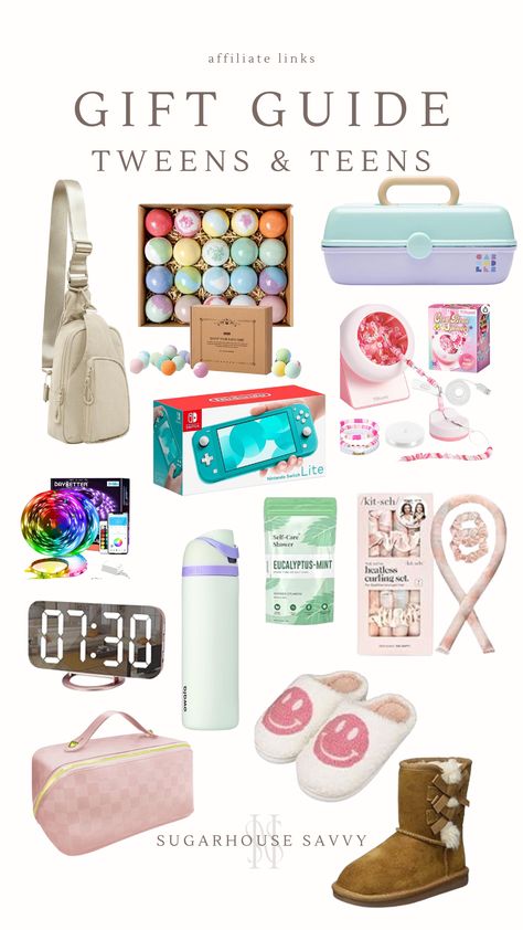 Holiday gift ideas for girls ages 8-12 Girl Necessities, Gift Ideas For Teens, Boss Christmas Gifts, Girls Gift Guide, Teen Christmas Gifts, Cool Gifts For Teens, Cute Birthday Ideas, Cute Gifts For Friends, Birthday Gift Baskets