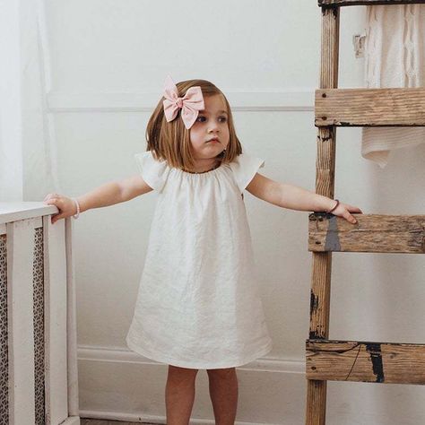 Girls Cotton And Linen Short-sleeve Dress Summer New Solid Color Brief Casual Princess Dresses Wt017 - Girls Casual Dresses - AliExpress Spring Picture Outfits, Ivory Flower Girl Dress, Baby Summer Dresses, Blessing Dress, Girls Home, Baby Girl Style, Ivory Flower Girl, Baby Girls Dress, Ivory Flower Girl Dresses