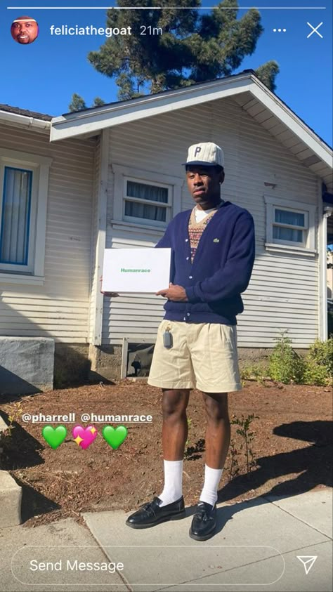 Tyler the creator on IG (follow @pvjvritos for NEW pics of Tyler) #tylerthecreator #tyler Tyler The Creator Loafers Outfit, Tyler The Creator Loafers, Tyler The Creator Outfits Inspiration, 90s Preppy Fashion, 90s Fashion Men Outfits, Tyler The Creator Fashion, Fashion Men Outfits, Tyler The Creator Outfits, Create A Wardrobe