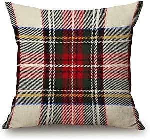 Plaid Pillow Cover 18x18 Inch, Scottish Tartan Red and White Wool Plaid Pattern Symmetric Square Print Double Sided Decorative Pillow Case Throw Pillows Cover Red And White Pattern, Plaid Pillow Covers, Plaid Throw Pillows, Plaid Pillow, Plaid Throw, Rectangle Pillow, 16x16 Pillow Cover, Sofa Cushion Covers, Linen Pillow Cases