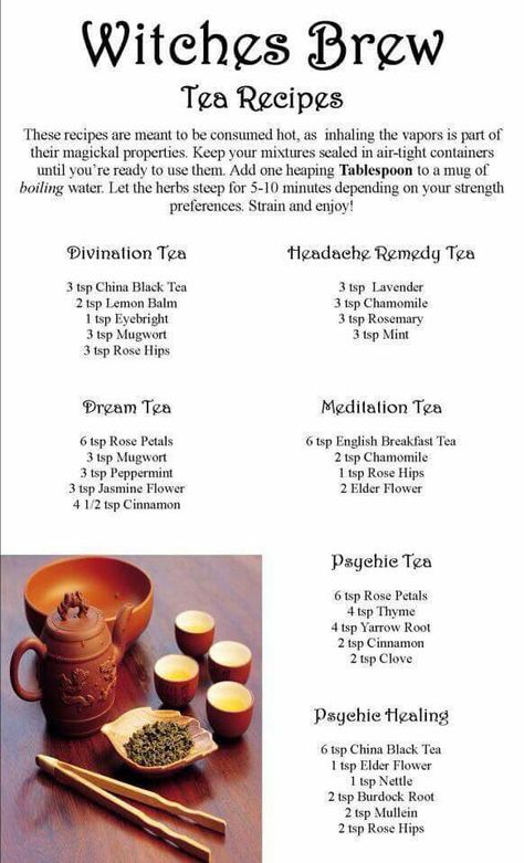 Witches Brew tea recipes Witchy Recipes, Witch Recipes, Kitchen Witch Recipes, British Desserts, Dream Tea, Brew Tea, Magia Das Ervas, Herbal Teas Recipes, Magic Herbs