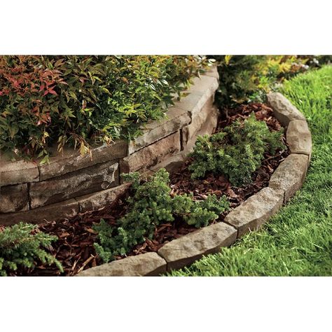 Edging Stones, Stone Edging, Flower Bed Edging, Front Yards Curb Appeal, Front Yard Decor, Landscape Edging, Lawn Edging, House Landscaping, Front House Landscaping