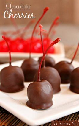 Homemade Reese's Peanut Butter Cup Truffles / Six Sisters' Stuff | Six Sisters' Stuff Heart Healthy Desserts, Dipped Fruit, Chocolate Cherries, Six Sisters Stuff, Chocolate Covered Fruit, Six Sisters, Chocolate Covered Cherries, Cherry Recipes, Candy Fudge