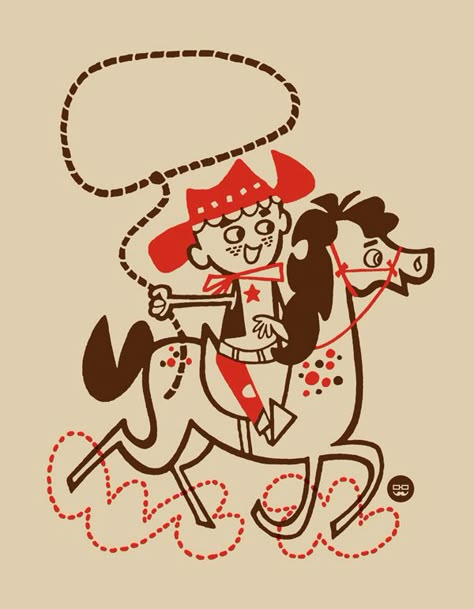 Aww Vintage Cowboys, Mid Century Illustration, Cowboys And Indians, Vintage Cowboy, Retro Illustration, Childrens Illustrations, Old Style, Children's Book Illustration, Free Vector Art