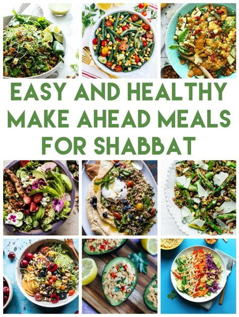 Lots of ideas for healthy Shabbat meals that you make ahead of time and serve later. Lots vegetarian and gluten free ideas too! | Land of Honey Kosher Recipes Shabbat, Shabbat Dinner Ideas, Sabbath Meals, Shabbat Dinner Recipes, Shabbat Meals, Kosher Meals, Dinner Ideas Vegetarian, Shabbat Recipes, Kosher Cooking