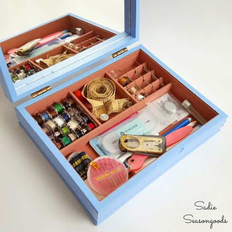 Jewelry Armoire Diy, Sewing For Men, Sewing Kit Box, Flatware Box, Mens Valet, Vintage Sewing Box, Mens Jewelry Box, Box For Storage, Leather Jewelry Diy