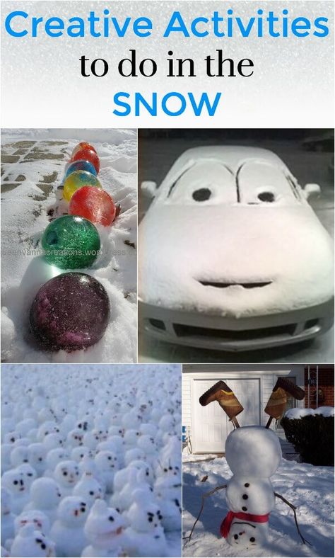 Creative activities to do in the snow Games To Play In The Snow, Snow Ideas Outdoor, Snow Building Ideas, Snow Day Fun, Fun Things To Do In The Snow, Things To Do On A Snow Day, Snow Fort Ideas, Things To Do In The Snow, Snow Day Activities For Kids