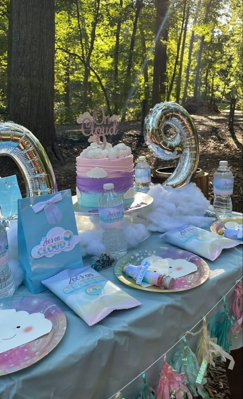 Cloud 9 birthday cake Dream Bday Party, Cloud 9 Slumber Party, Cloud 9 Table Decorations, Girl Birthday Party Ideas 9 Year, On Cloud 9 Birthday Cake, Cloud 9 Birthday Cake, On Cloud Nine Birthday Party, Cloud Nine Birthday Party Decorations, On Cloud 9 Theme