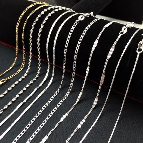 10 Style Wholesale Fashion Jewelry 925 Sterling Silver Chains/Necklace 16''-30'' #Unbranded Silver Chain Design For Men, Silver Chain Design, Rakhi Bracelet, Rings Heart, Mens Chain, Simple Silver Jewelry, Vintage Jewelry Repurposed, Jewelry Repurposed, Wholesale Silver Jewelry