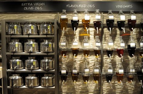 gourmet shops | Open & shut: Gourmet food store Oil & Vinegar opens in Clackamas Town ... Olive Oil Store, Oil And Vinegar Dispensers, Shop Image, Gourmet Food Store, Olive Oil And Vinegar, Bulk Food, Flavored Oils, Oil Shop, Store Displays