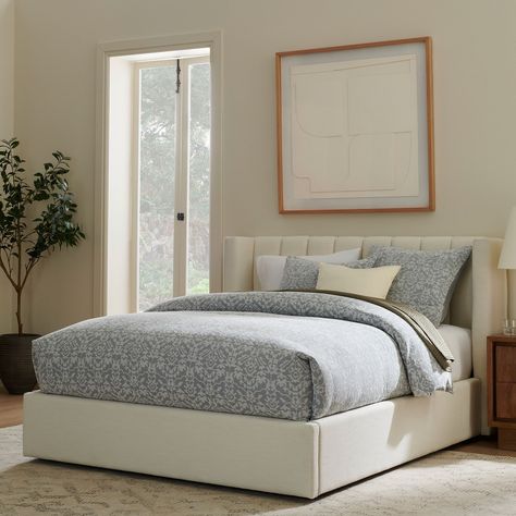 Modern Upholstered Beds, West Elm Bedding, Profile Bed, Low Profile Bed, Built In Bed, Apartment Stuff, Bed Frame Design, Dreams Beds, Favorite Bedding