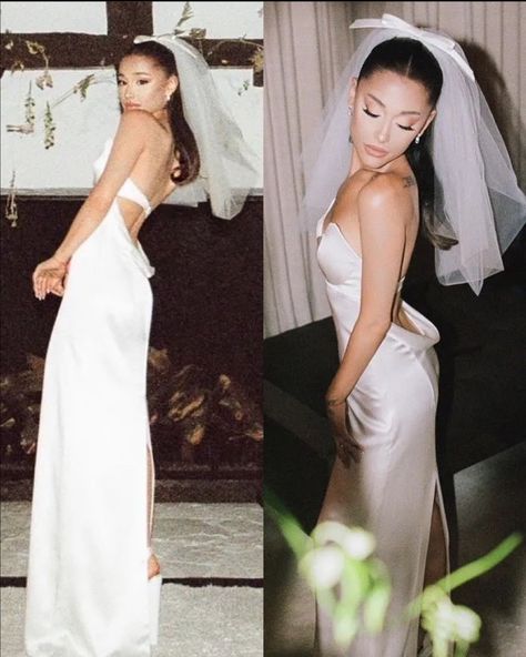 Arianna Grande Wedding Dress, Wedding Dresses Ariana Grande, Ariana Wedding Dress, Wedding Dresses Celebrity, Ariana Grande Wedding Hair, Famous Wedding Dresses Celebrities, Ariana Grande Gown, Ariana Grande White Dress, Celeb Wedding Dress