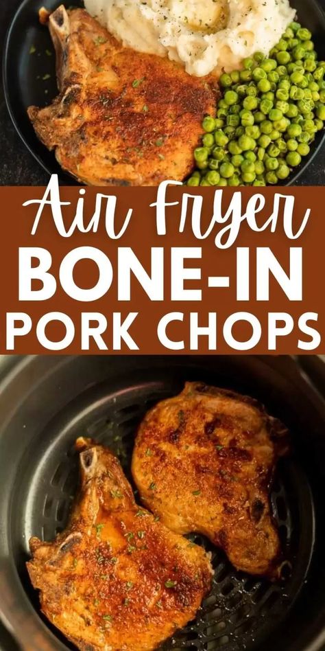 Easy Air Fryer Pork Chops, Air Fryer Recipes Pork Chops, Air Fryer Boneless Pork Chops, Pork Loin Chops Recipes, Air Fry Pork Chops, Cooking Boneless Pork Chops, Air Fryer Recipes Pork, Bone In Pork Chops, Boneless Pork Chop Recipes