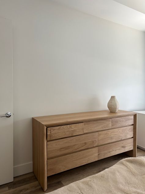 Organic Modern Bedroom Dresser, Japandi Dresser, Minimalism Bedroom, Minimalist Drawers, Organic Modern Bedroom, Modern Bedroom Dressers, Japandi Bedroom, Seaside Apartment, House Pool