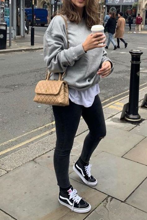 High Tops Vans Outfit, Women Vans Shoes, Vans Outfit Womens Winter, Vans High Tops Outfit Women Winter, Black Hi Top Vans Outfit, High Top Sneakers With Leggings, High Top Vans Outfit Fall, Vans Sk8 Hi Outfit Woman Winter, Black Hightop Vans Outfits