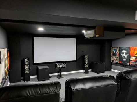 Peppercorn and tricorn black theater | AVS Forum Theater Room Paint Colors, Home Theater Paint Colors, Media Room Colors, Media Room Paint Colors, Home Theater Basement, Basement Paint Colors, Home Theater Room Design, Idea Bedroom, Theater Room Design