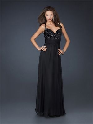 Black Sweetheart Neckline with Stones and a waist band Floor Length... Black Sequin Prom Dress, Prom Dress 2012, Prom Dress 2013, Prom Dress 2014, Spaghetti Strap Prom Dress, Floor Length Prom Dresses, Prom Designs, Chiffon Prom Dress, Black Prom Dresses