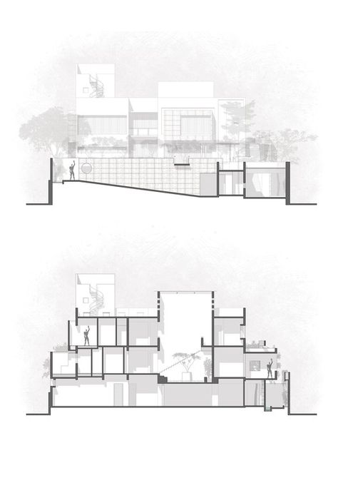 Skewed House / Studio Lagom | ArchDaily Architecture Section Drawing, Skewed House, Studio Lagom, Architecture Sheets, Architect Website, Architecture Sections, Architecture Section, Photoshop Render, Indian House Design