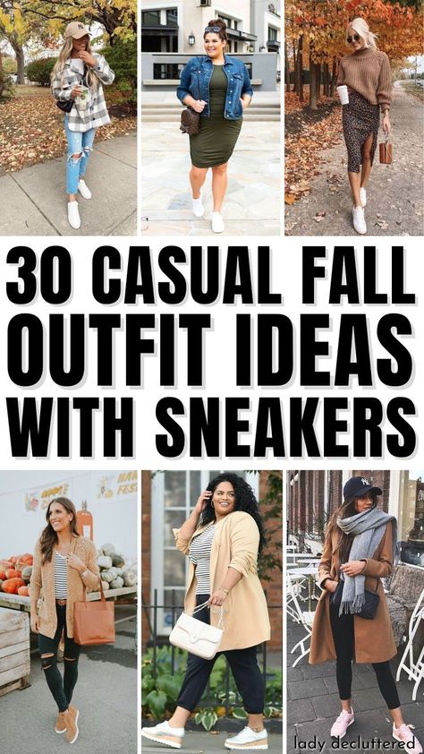 30 Casual Fall Outfit Ideas with Sneakers Fall Outfits For Women, Inexpensive Clothes, Tennis Shoes Outfit, Simple Fall Outfits, Stylish Fall Outfits, Fashion Fail, Fall Outfit Ideas, Trendy Winter, Trendy Fall Outfits