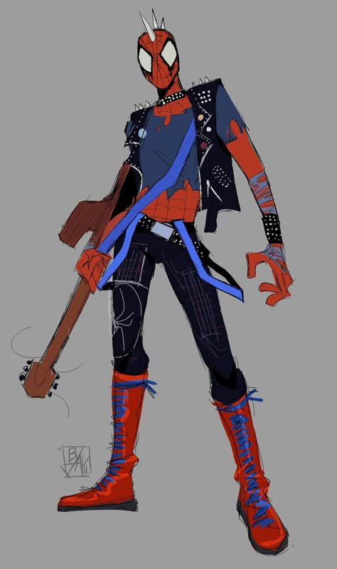 Miles Morales Across The Spiderverse Fanart, Spider Punk Suit, Drawing Ideas Spiderman, Hobie Brown Spider Punk, Punk Drawing, Punk Costume, Hobie Brown, Spiderman Miles, Spider Punk