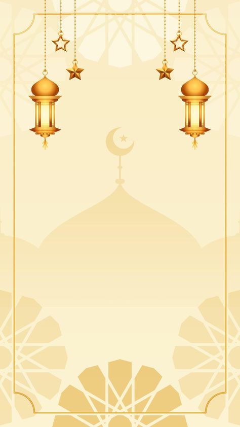 Satin Cream White Simple Islamic Blank Vertical Vector Background Decorated With Hanging Lantern And Golden Stars Islamic Backgrounds, Islamic Background Vector, Islamic Lantern, Wallpaper Nature Flowers, Wallpaper Nature, Golden Star, Nature Flowers, Hanging Lanterns, Vector Background