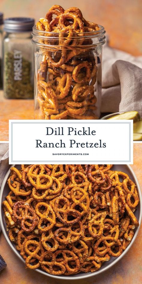 Ranch Pretzels Recipe, Dill Pickle Ranch, Pickle Ranch, Ranch Pretzels, Pretzels Recipe, Snack Mix Recipes, Recipes Appetizers And Snacks, Football Food, Finger Food Appetizers