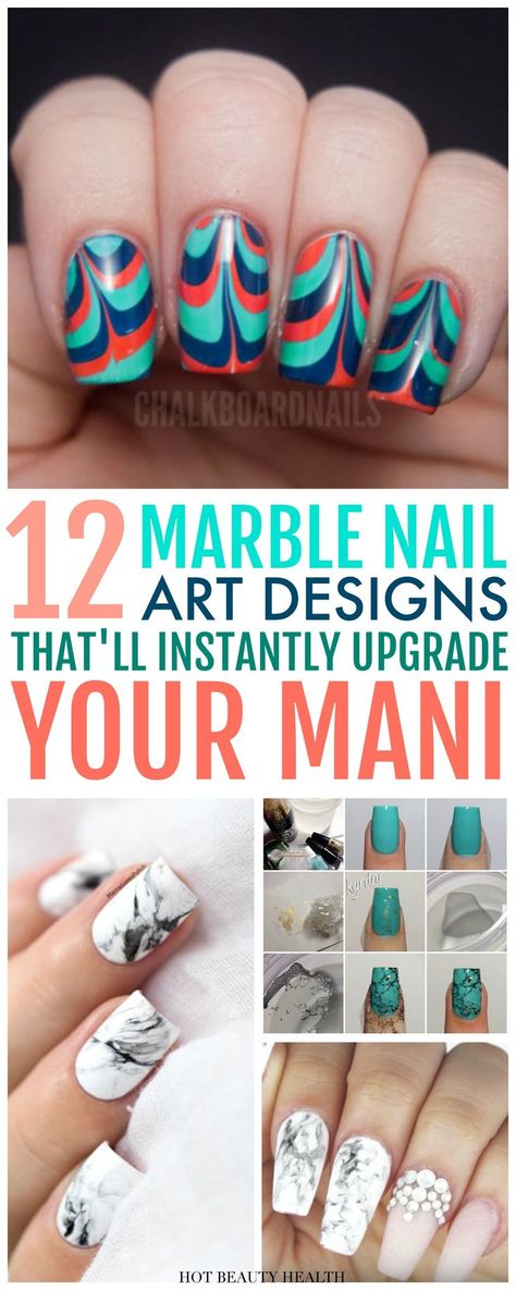 Obsessed with marble nail art and want to learn how to do it? Here are 12 DIY Marble Nail Art Designs that are worth copying! With water, nail polishes, and a dragging tool, it’s quite easy to create gorgeous swirls on your nails. From stone nails to almond shaped, click pin to find a step by step tutorial you’ll love? Hot Beauty Health #nailart #nails #naildesign #nailartdesigns #nailpolish #marblenailart Marble Nail Art Designs, Nails Marble, Different Nail Shapes, Marble Nail, Diy Marble, Latest Nail Trends, Marble Nail Art, Super Nails, Diy Nail Designs