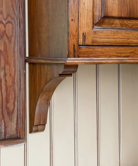 A Kitchen With Period Flair, Plus a Layout That Works - This Old House Old Farmhouse Kitchen, Vintage Kitchen Table, Hickory Cabinets, Diy Wainscoting, Farmhouse Backsplash, Beadboard Backsplash, Pantry Wall, Herringbone Backsplash, Wooden Shelf