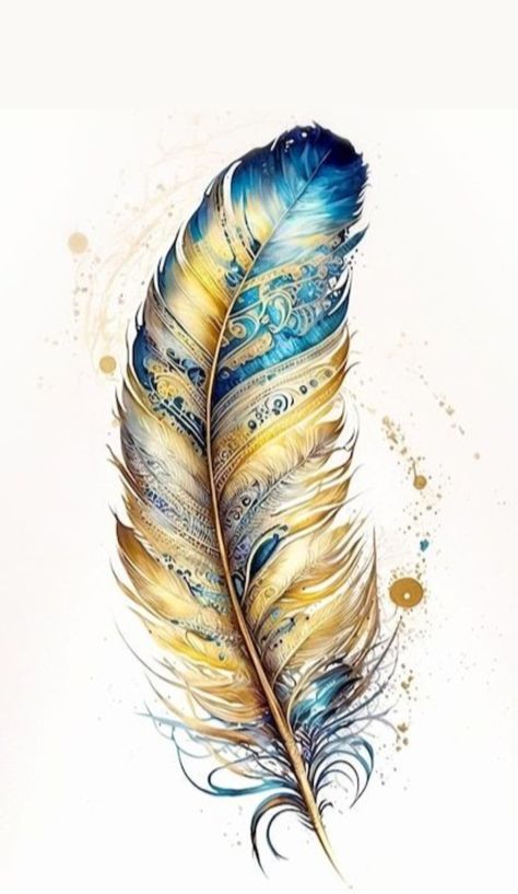 Feather Pictures, Feather Art Projects, Feathers Drawing, Feather Mandala, Boho Images, Watercolor Tattoo Ideas, Rainbow Colors Art, 3d Relief Art, Colored Pencil Art Projects