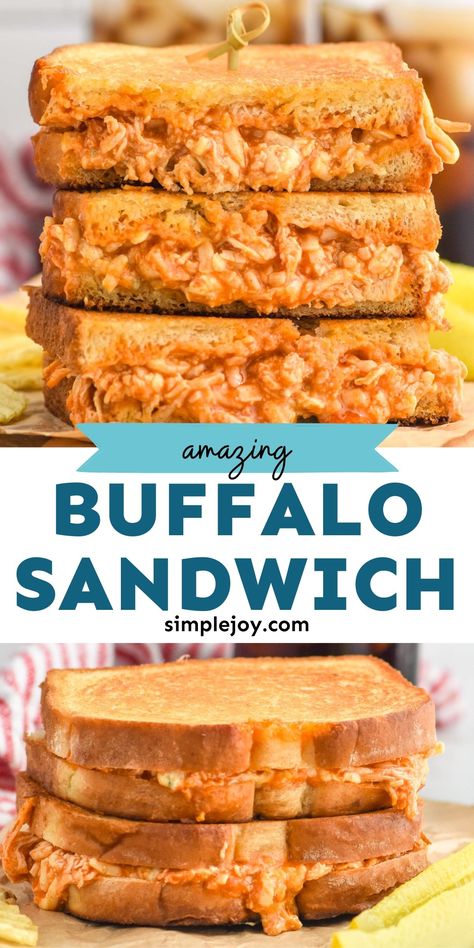 This Buffalo Chicken Sandwich is the ultimate grilled cheese. Shredded chicken, buffalo sauce, mozzarella, and blue cheese combine to make the most delicious easy meal. Buffalo Chicken Subs, Buffalo Grilled Cheese, Buffalo Chicken Grilled Cheese Sandwich, Chicken Melt Sandwich, Buffalo Chicken Cups, Grilled Cheese Maker, Buffalo Chicken Pinwheels, Buffalo Chicken Sandwich, Buffalo Chicken Sauce