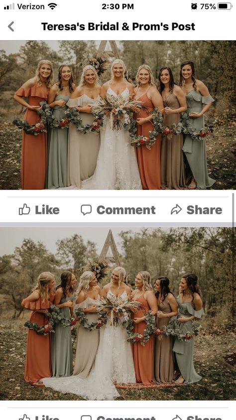 Wedding Ideas Fall, Fall Wedding Bridesmaids, Fall Wedding Color Schemes, Rusting Wedding, Wedding Color Pallet, Fall Wedding Inspiration, Fall Bridesmaids, Fall Bridesmaid Dresses, Sage Wedding