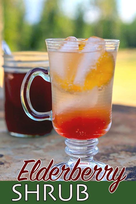 A delicious, thirst-quenching elderberry shrub that can be mixed with water, club soda, or cocktails. Assyrian Recipes, Full Gaps Diet, Elderberry Shrub, Shrub Recipe, Elderberry Flower, Drinking Vinegar, Diy Medicine, Soda Recipe, Elderberry Syrup