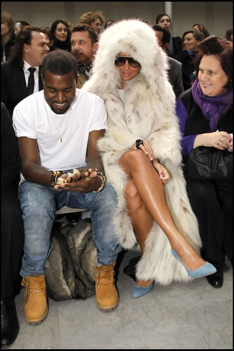 Kanye And Amber Rose, Amber Rose Style, Faded Love, Kanye Fashion, Kanye West Style, My Hood, Amber Rose, Fox Fur Coat, Fur Fashion