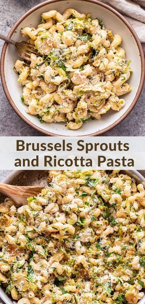 Sautéed Brussels Sprouts, Ricotta Sauce, Winter Pasta, Ricotta Pasta, Best Pasta Recipes, Healthy Pasta, Sprout Recipes, Brussels Sprouts Recipe, Best Pasta