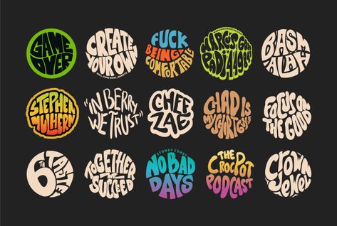 Sticker Logo Ideas, Font Tshirt Design, Typography For Tshirt, Tshirt Sticker Design, Tshirt Design Trends 2023, Typographic Logo Design Words, Streetwear Tshirt Design Typography, Urban Logo Design Ideas, Circle Typography Design