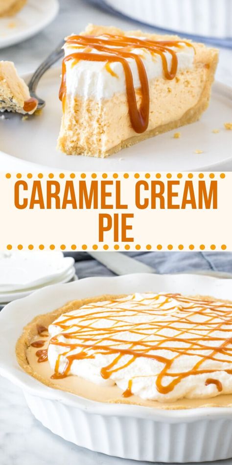 Caramel Cream Pie, Golden Oreo Crust, Caramel Dessert Recipes, Baking Recipes Pie, Dessert Pie Recipes, Golden Oreo, Pie Pops, Caramel Cream, Caramel Desserts