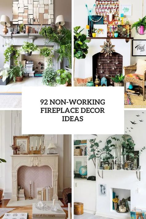 What To Put In A Fireplace Spaces, Painted Fireplace Interior, Inside Of Fireplace Decor, Fireplace Repurpose Ideas, Plants In Front Of Fireplace, Nonworking Fireplace Ideas Decor, Firebox Decorating Ideas, Faux Fireplace Decorating Ideas, Decorate Inside Fireplace