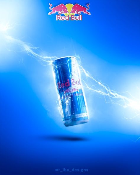 Energy Drink Graphic Design, Energy Drink Poster Design, Red Bull Ads, Redbull Poster, Energy Drink Ads, Energy Drink Poster, Thunder Effect, Red Bull Design, Red Bull Drinks