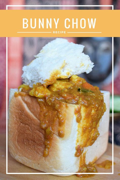 Our favourite recipe for Bunny Chow, the popular South African Street Food. Chicken Bunny Chow Recipe, Bunny Chow Recipe South Africa, South African Street Food, South African Bunny Chow, Bunny Chow Recipe, African Street Food, South Africa Food, Cape Malay, Chow Recipe