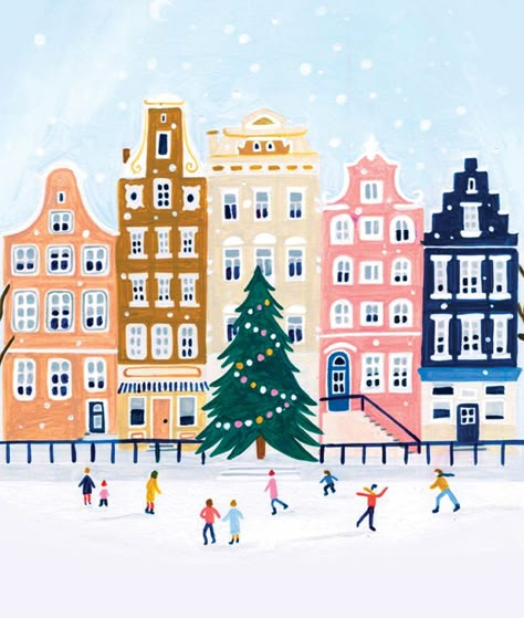 I think this one might just be my favourite Christmas scene. Ice skating on the frozen canals of Amsterdam! Apologies for the lack of… | Instagram Amsterdam Christmas, Christmas Skating, Cute Christmas Stockings, Christmas Ice Skates, Christmas In London, Disney Characters Wallpaper, Watercolor Christmas Tree, Winter Illustration, Cute Christmas Wallpaper