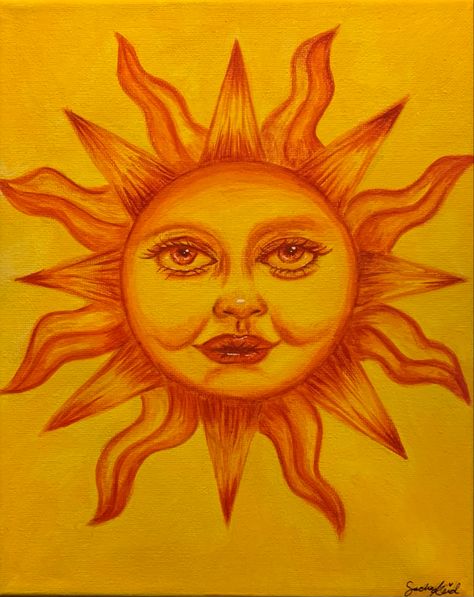 Tarot inspired sun painting by @sachacreid #sun #painting #sunshine #paint #art #tarot #artist #yellow #aesthetic Manipura Chakra, Sun Drawing, How To Act, Art Funky, Sun Painting, Hippie Painting, Energy Art, How To Talk, Sun Art