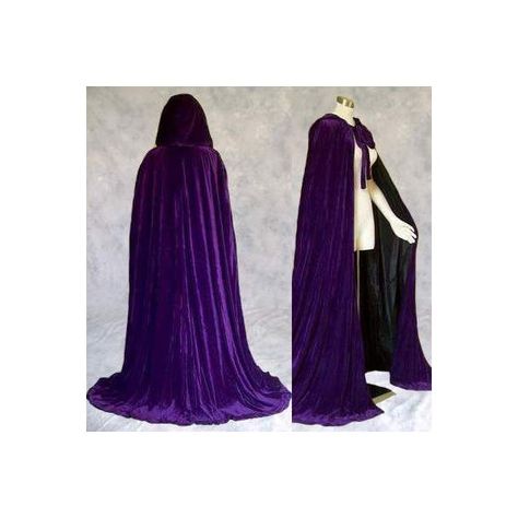 Purple Velvet Cloak Lined in Black Satin ($49) ❤ liked on Polyvore featuring outerwear, jackets, long cloak, hooded cloak, long hooded jacket, light weight jacket and lightweight hooded jacket Sarah Sanderson Outfit, Velvet Cloak, Purple Cape, Wedding Cloak, Victorian Gown, Costume Capes, Plus Size Halloween Costume, Velvet Cape, Medieval Wedding