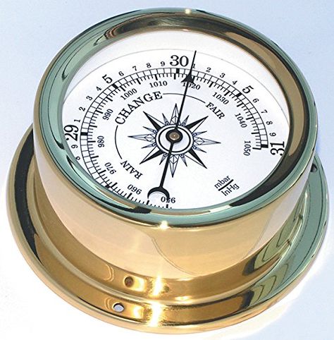 Trintec Euro Aneroid Barometer Polished Brass Marine Nautical Instrument for Boat or Cabin >>> Click on the image for additional details.-It is an affiliate link to Amazon. #WeatherInstruments Anemometer, Rain Gauge, Brass Instruments, Weather Instruments, Barometer, Sea Level, Polished Brass, Solid Brass, Nautical