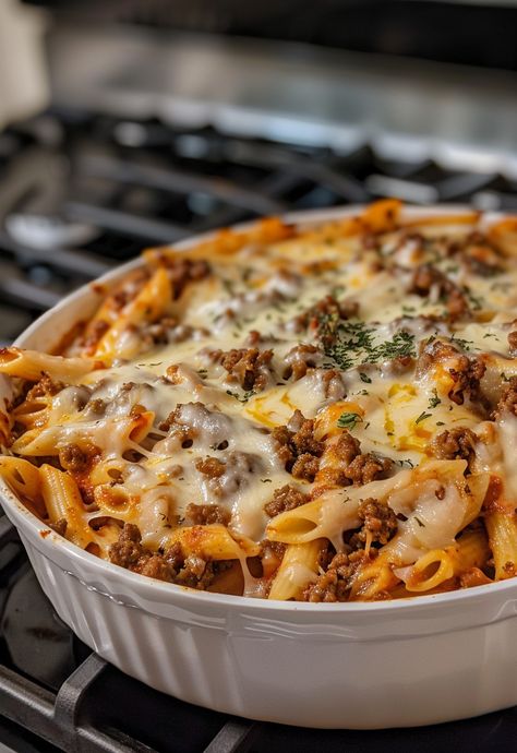 Learn How to Cook Baked Ziti With Ground Beef And Ricotta Recipe For Free | Recipes You'll Love, Made Easy! Quick Baked Ziti, Ziti With Ground Beef, Baked Ziti With Ground Beef, Baked Ziti With Ricotta, Trendy Recipes, Pasta Toppings, Ricotta Recipe, Ricotta Recipes, Food Crush