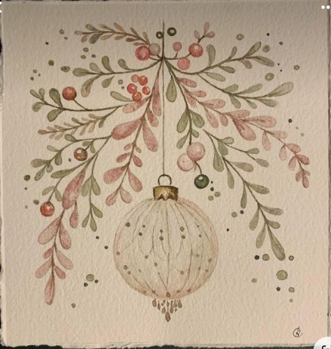 Coloring Illustration, Watercolor Christmas Cards Diy, Painted Christmas Cards, Watercolor Birthday Cards, Watercolor Paintings For Beginners, Christmas Doodles, Christmas Card Art, Diy Watercolor Painting, Watercolour Inspiration