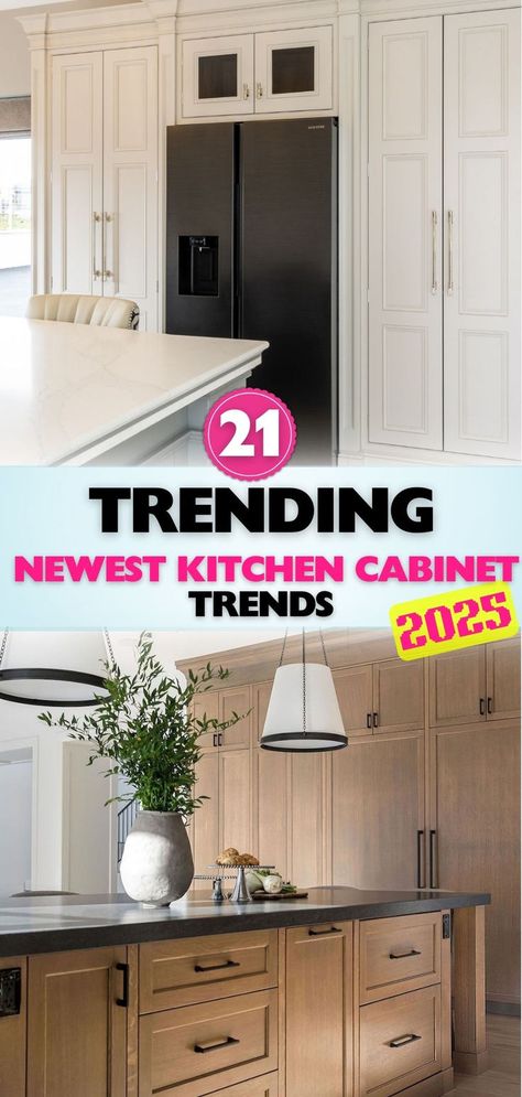 Transform your kitchen with top cabinet trends that prioritize design and functionality. From minimalist to bold, find the right cabinets to elevate your space. Cabinet Facing Styles, Best Color Kitchen Cabinets, New Cabinets Kitchen, Kitchen Design 2025 Trends, Kitchen Cabinets 2024 Trends, 42 Inch Cabinets Kitchen, 2024 Kitchen Trends Cabinets, Kitchen Cabinet Faces, Current Kitchen Trends 2024