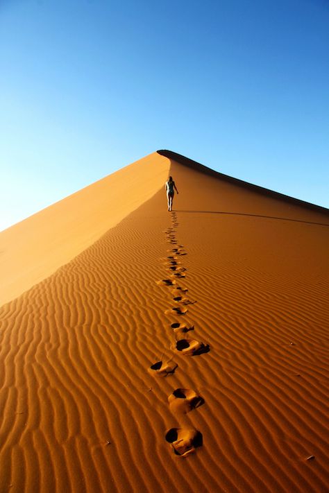 Footprints, Namib-Naukluft National Park in Namibia - a long treak - www.seacruisevilla.com Namibia Desert, Footprints In The Sand, Magical Places, The Sand, Planet Earth, Aladdin, Beautiful World, Wonders Of The World, Places To See