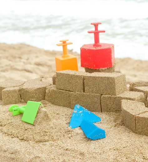 Hearthsong Sandblox sand toys for the beach Beach Toys For Kids, Beach Sand Art, Kids Beach Toys, Beach & Sand Toys, Kids Sand, Sand Castles, Sand Play, Sand Toys, Green Toys